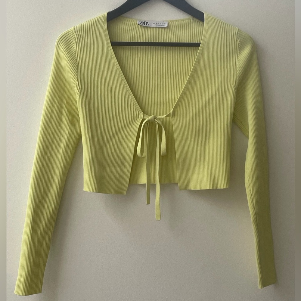 Zara Light Green Ribbed Cardigan